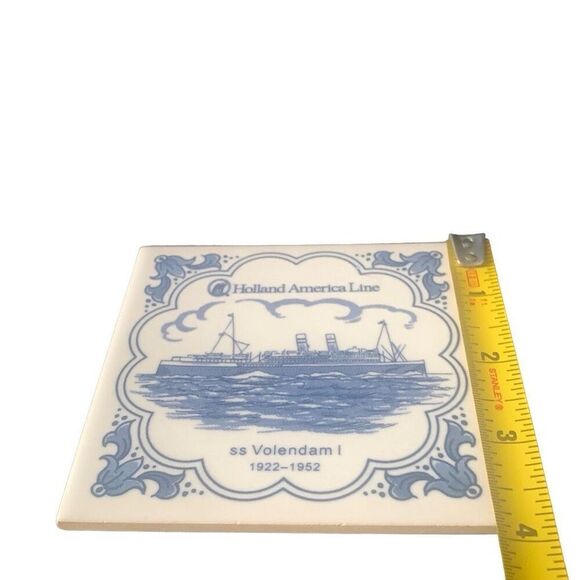 Vintage Holland America Line Delft SS Volendam I Ceramic Tile Coaster Cruise - Picture 6 of 7